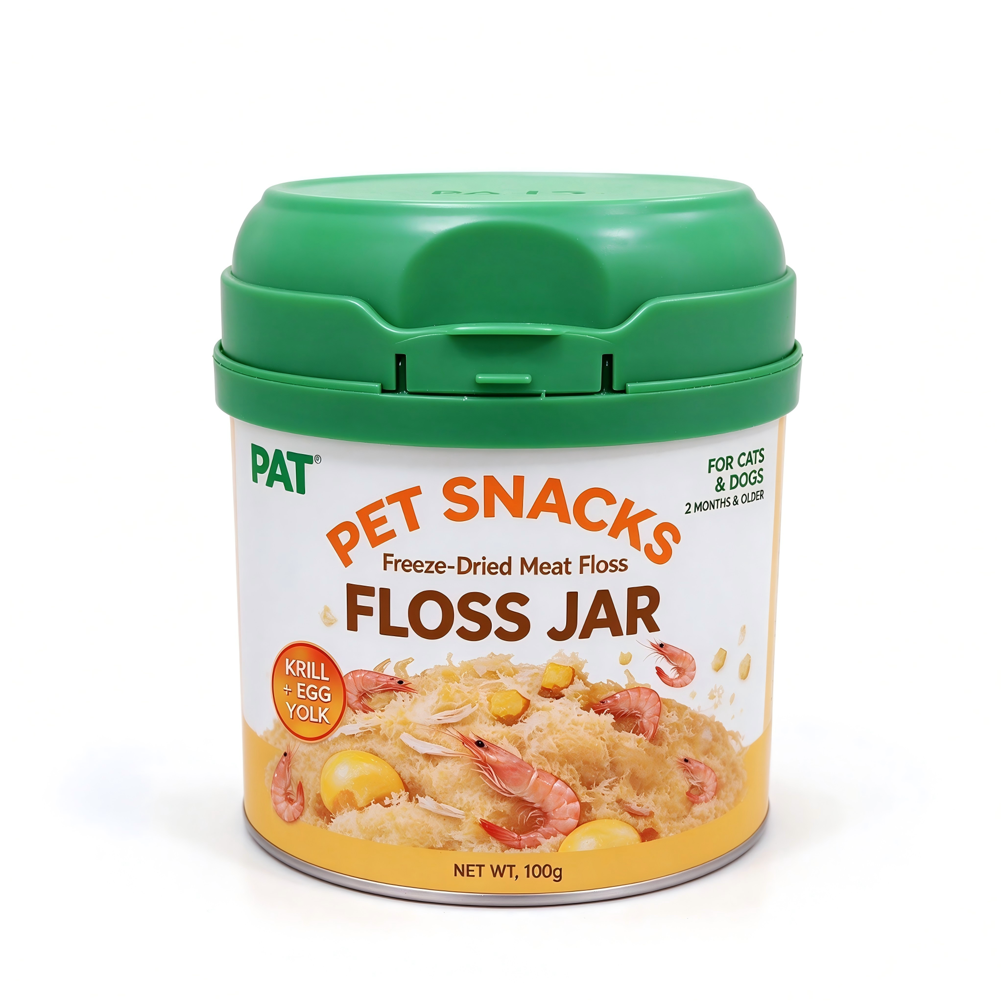 Freeze-Dried Chicken, Egg Yolk & Krill Meat Floss for Dogs & Cats – 100g | 60% Protein, Low-Fat Topper | Natural Collagen & Omega-3 for Skin, Coat & Picky Eaters