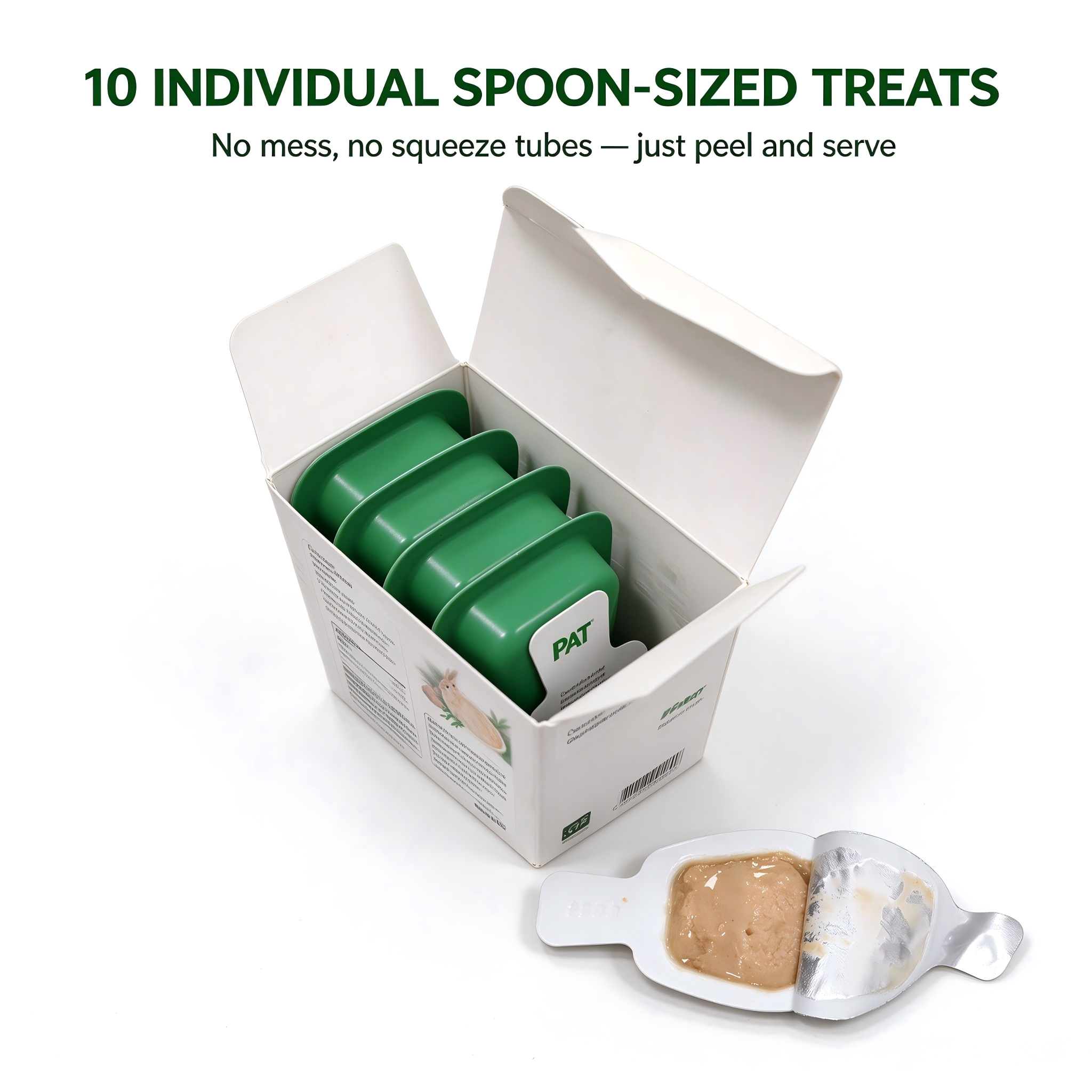 Spoon-Fed Hairball Relief: 55% Rabbit & Barley Grass Wet Cat Treats – No Bowl, No Mess, No Fillers