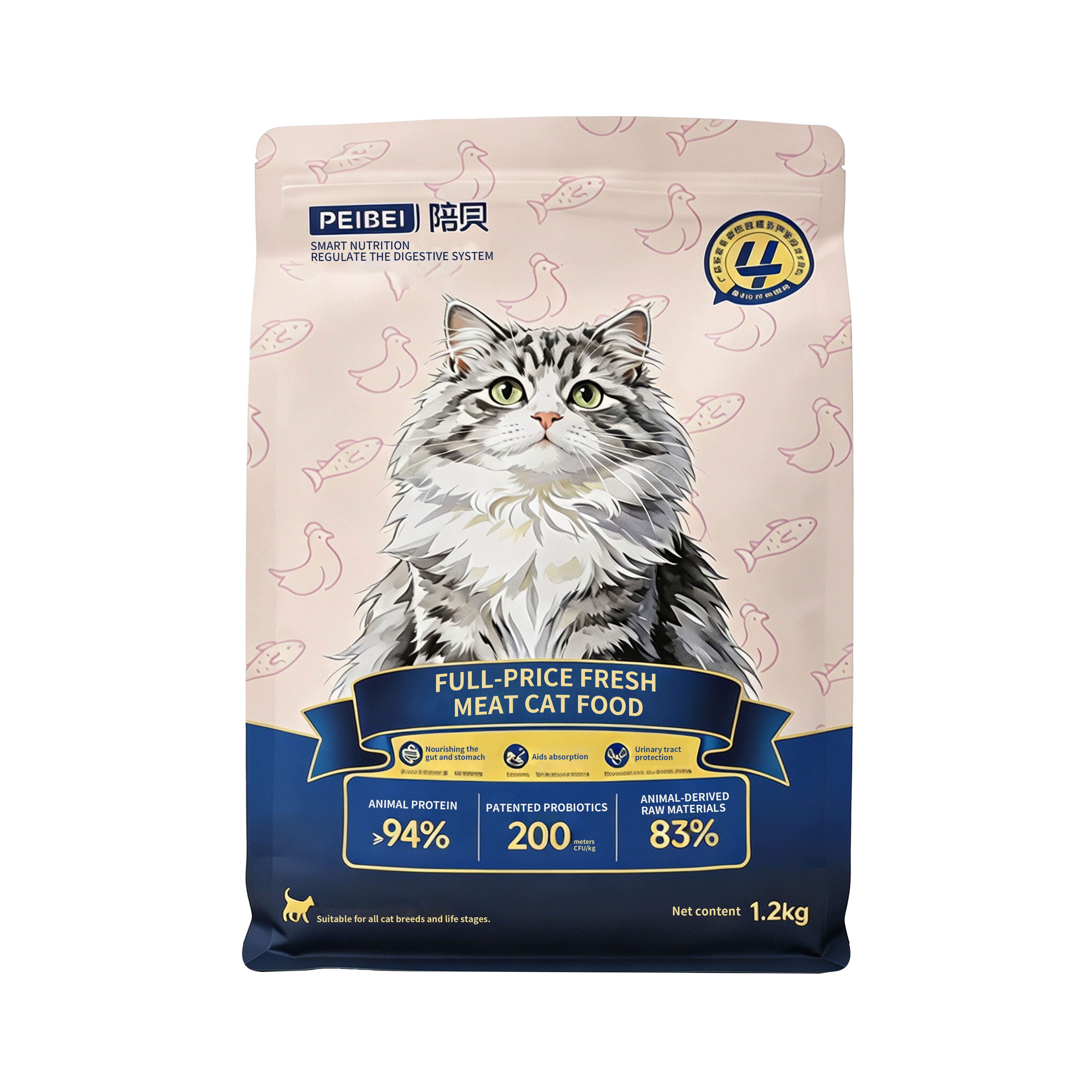 Probiotic Fresh Meat Cat Food - 83% Animal-Based Ingredients - Digestive Support for All Life Stages