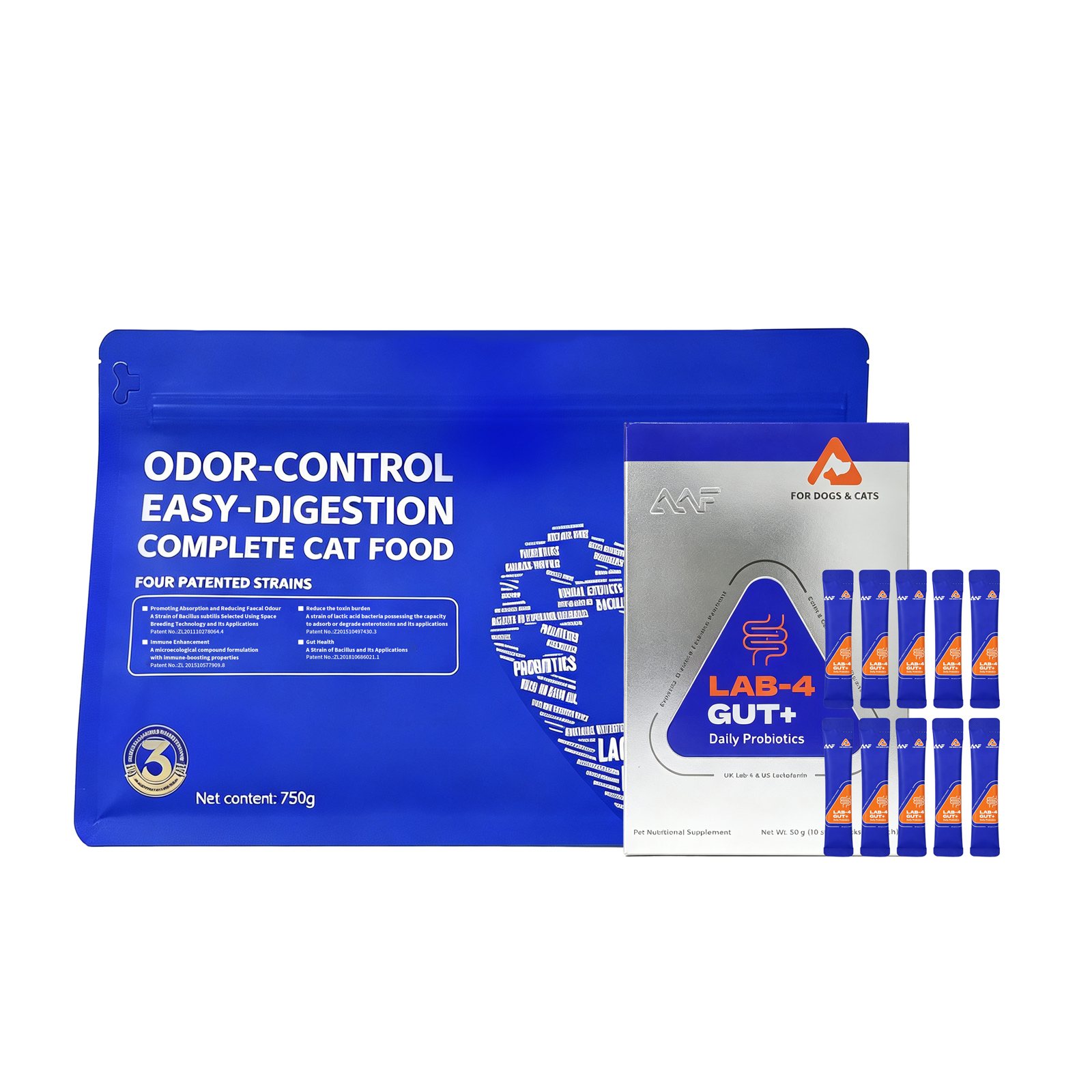 Cat Food + Probiotic Bundle – Digestive & Odor Support, 750g + 10 Sachets