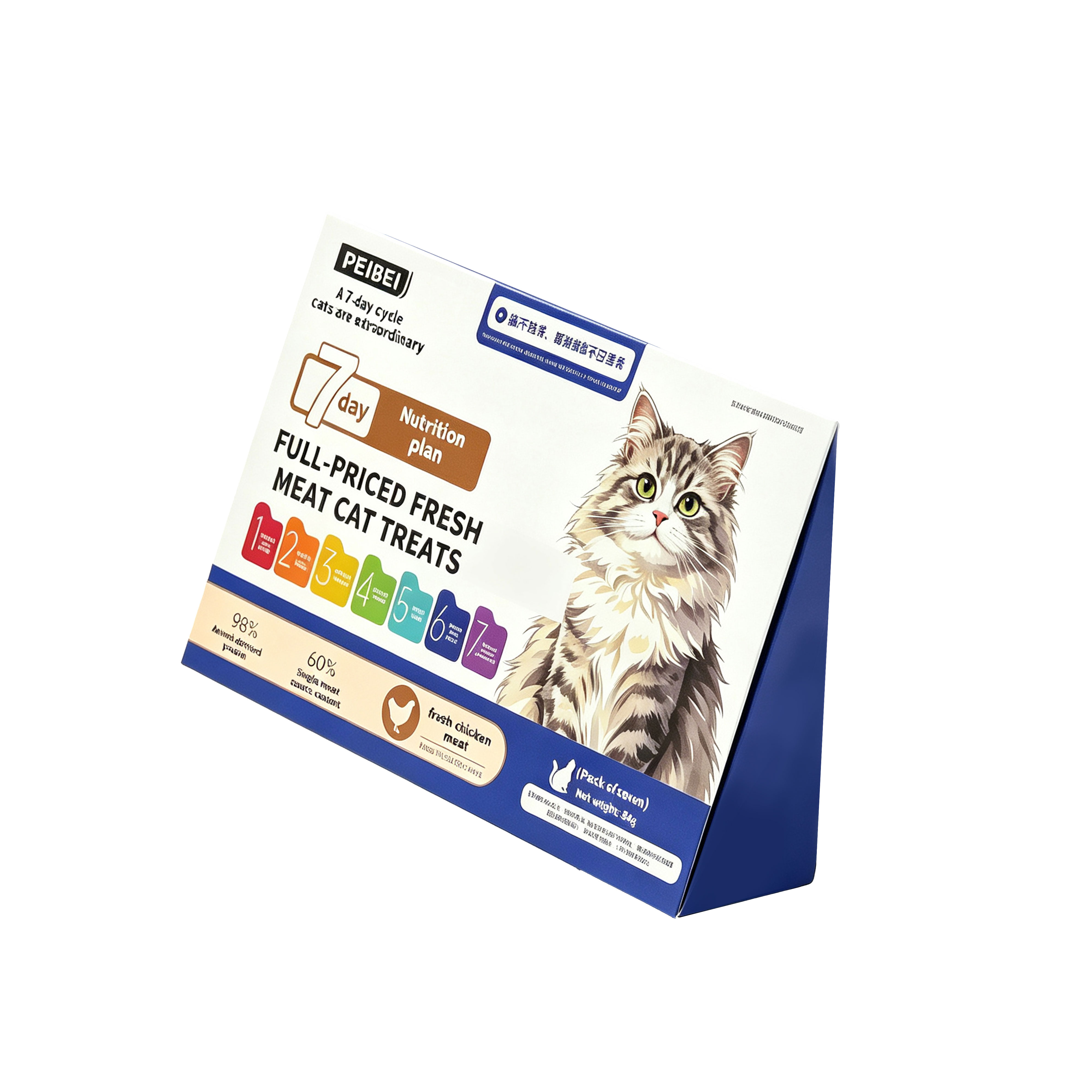 7-Day Nutrition Plan Cat Treat Sticks — 60% Fresh Chicken, 98% Animal Protein, Complete & Balanced Staple Food for Daily Wellness