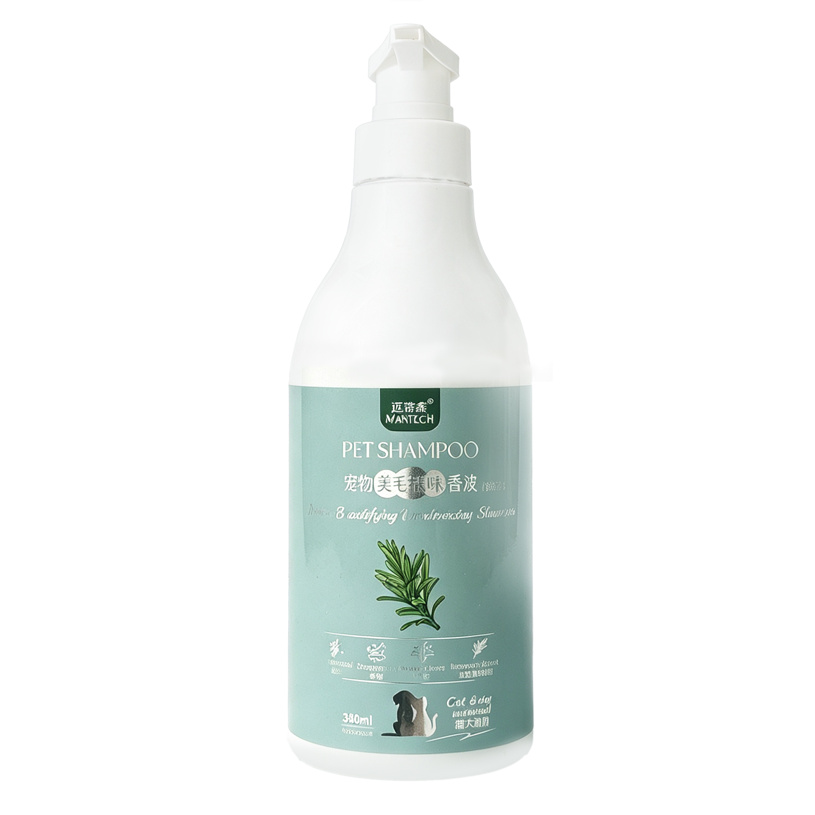Moisturizing Deodorizing Pet Shampoo for Dogs & Cats – 380ml | Rosemary & Lemongrass Formula | Amino Acid Surfactants | Gentle Cleaning for Soft, Shiny Coat | All Breeds & Ages