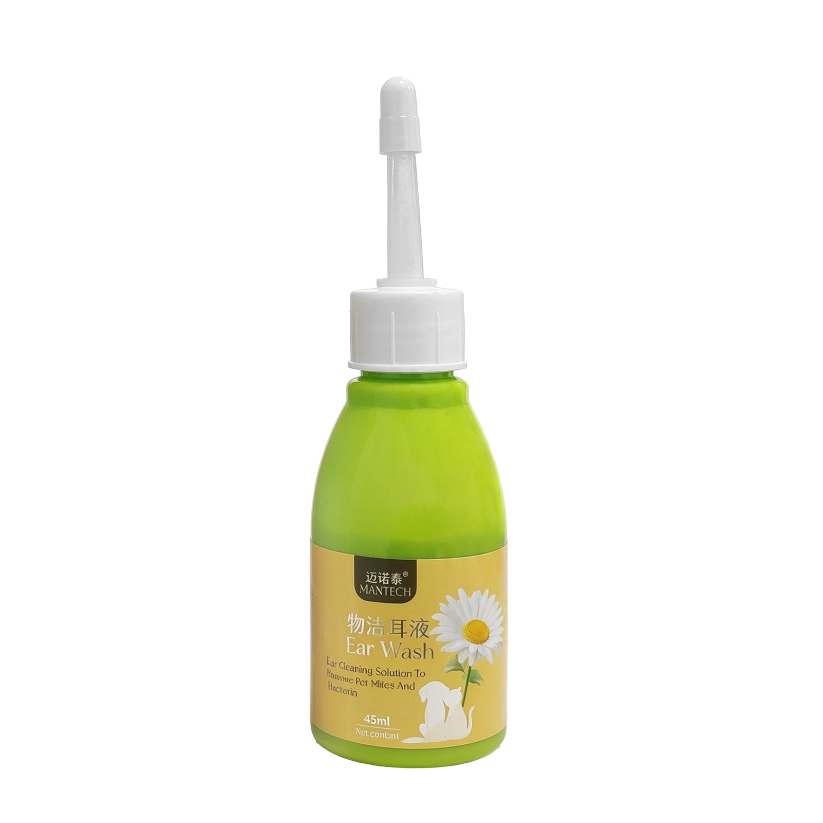 Pet Ear Wash Solution for Dogs & Cats – 45ml | Chamomile, Aloe & Witch Hazel Formula | Gentle Ear Canal Cleaning for Wax & Debris Removal | Soothing & Deodorizing | All Breeds