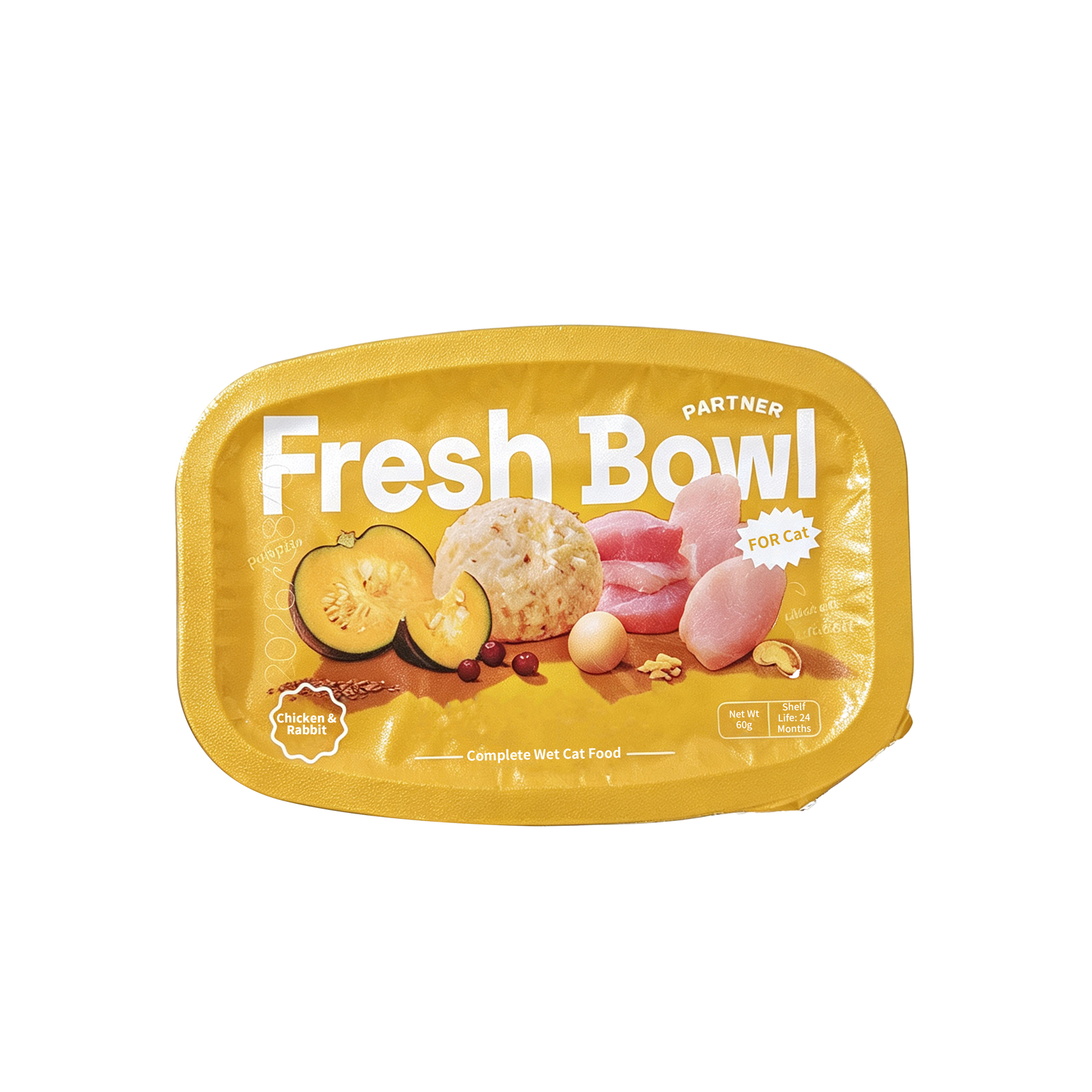 Fresh Bowl: 45% Protein Chicken & Rabbit Wet Cat Food – 8×60g Tear-Serve Trays for Picky Eaters & Sensitive Stomachs