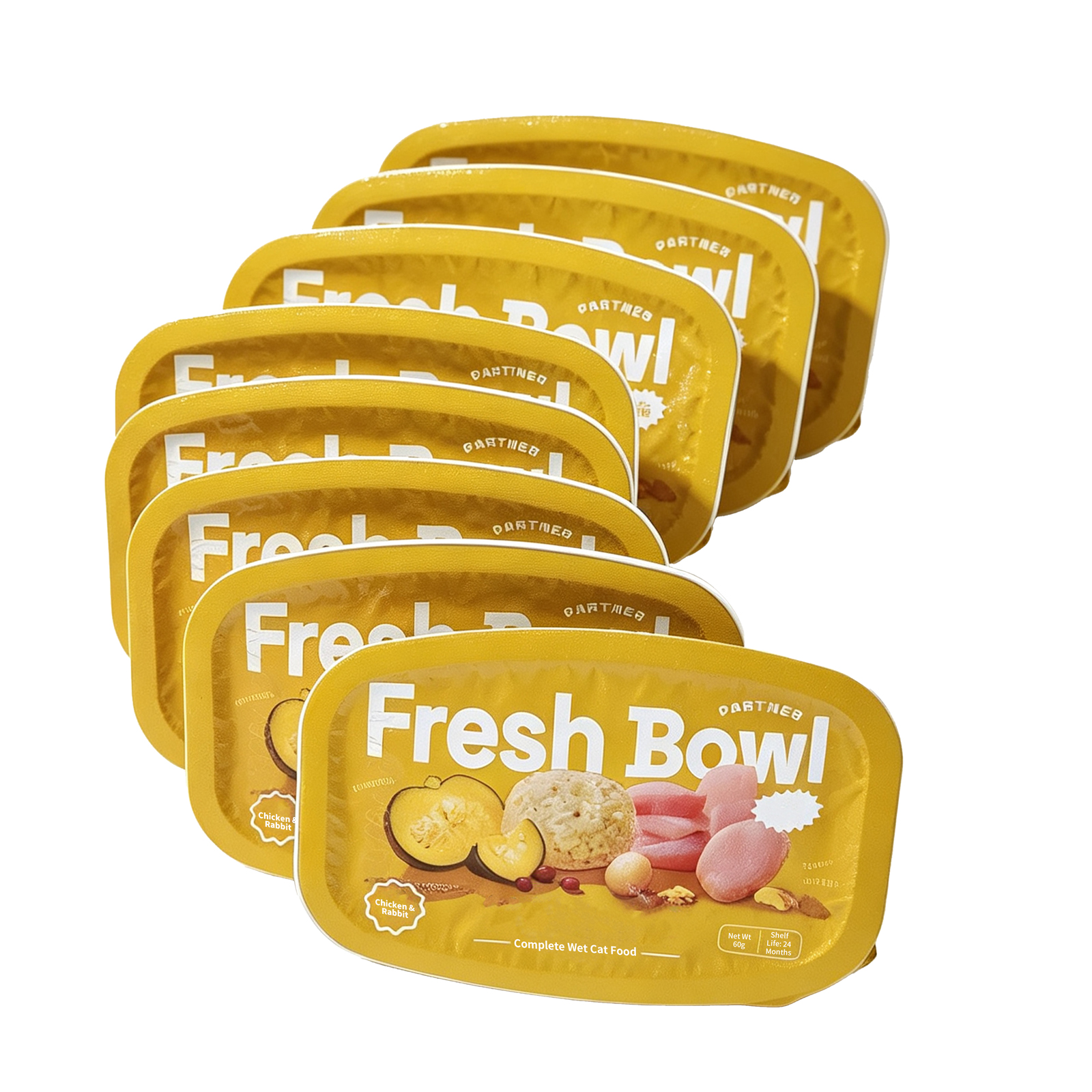 Fresh Bowl: 45% Protein Chicken & Rabbit Wet Cat Food – 8×60g Tear-Serve Trays for Picky Eaters & Sensitive Stomachs