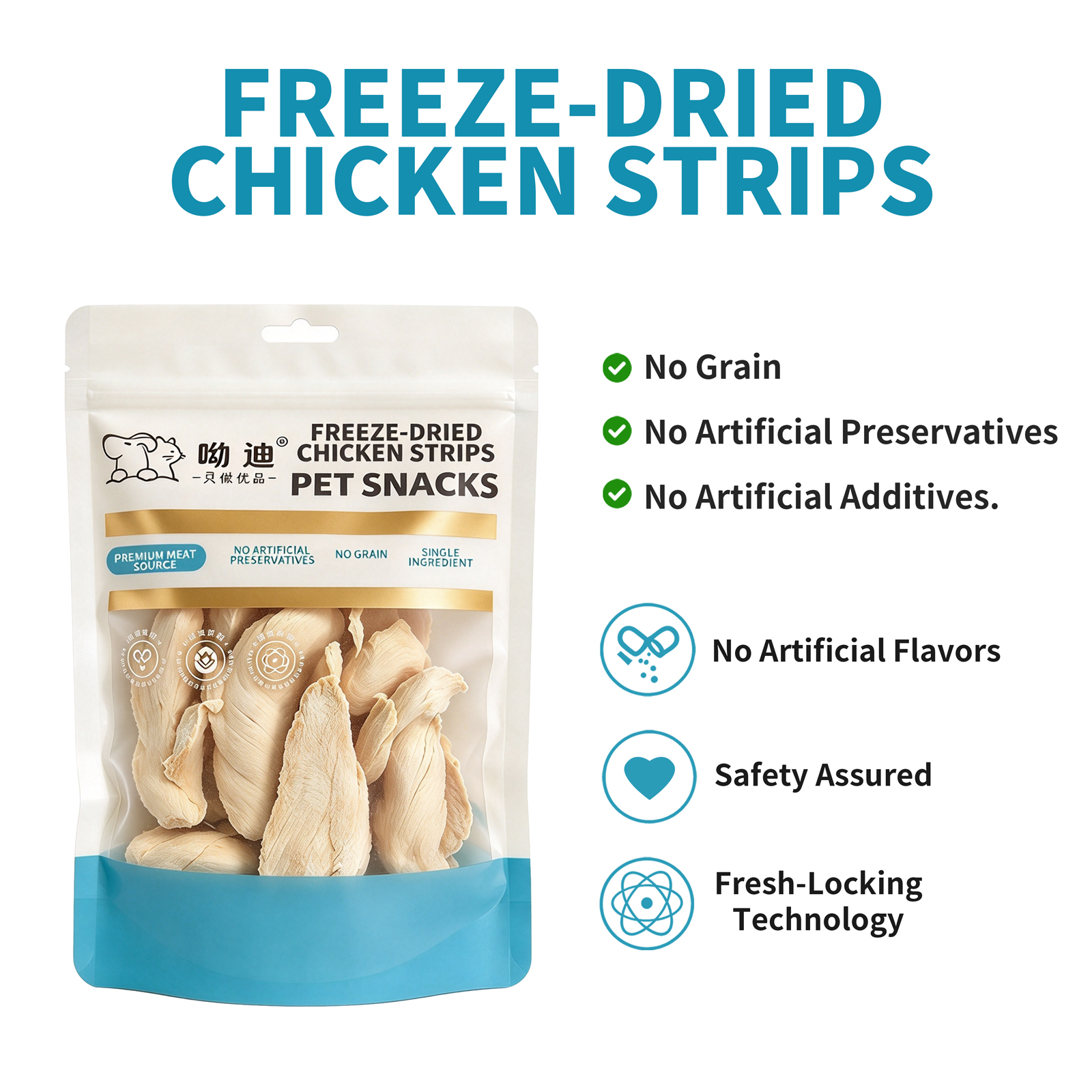 Freeze-Dried Chicken Strips for Dogs & Cats – 100g | Single Ingredient, 69% Protein | Whole Chicken Breast | Grain-Free, No Additives | Training Treats & Food Topper | All Life Stages