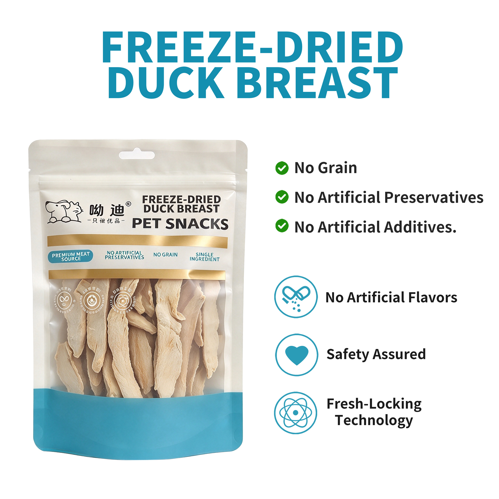 Freeze-Dried Duck Breast Strips for Dogs & Cats – 100g | Single Ingredient, 65% Protein | Whole Duck Breast | Grain-Free, No Additives | Training Treats & Food Topper | All Life Stages