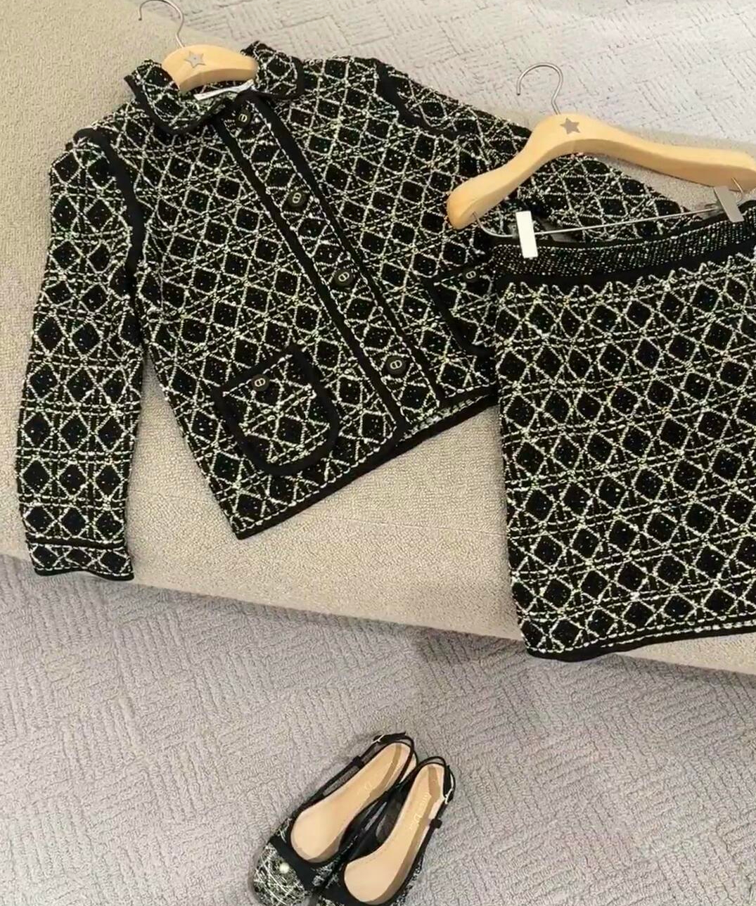 DOR Suit Tweed Rattan Plaid Embroidery