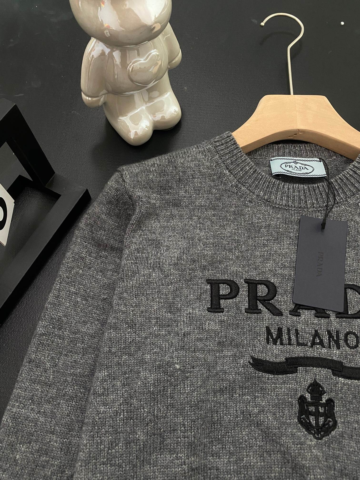 PRAD25SS Monogrammed Embroidered Long Sleeve Sweater
