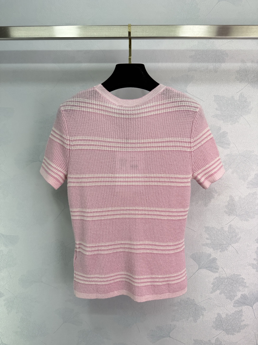CHANE25SS Knit Colorblocked Stripe Patchwork Short Sleeve