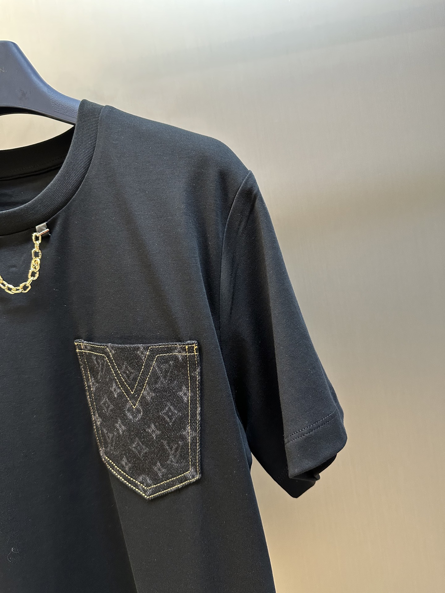 Louis Vuit25SS Jacquard Pocket T-Shirt