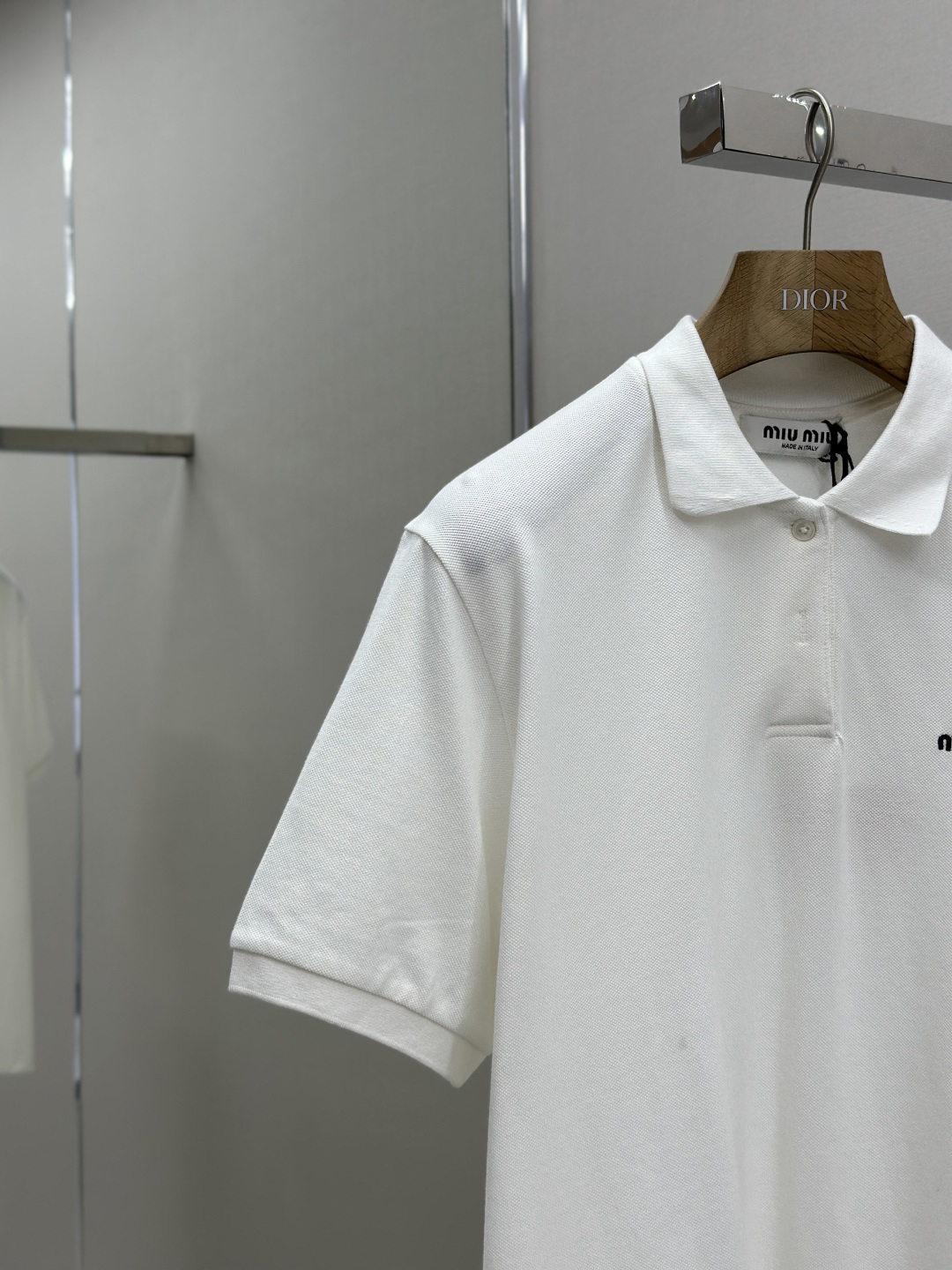 MIU25SS embroidered logo lapel polo shirt