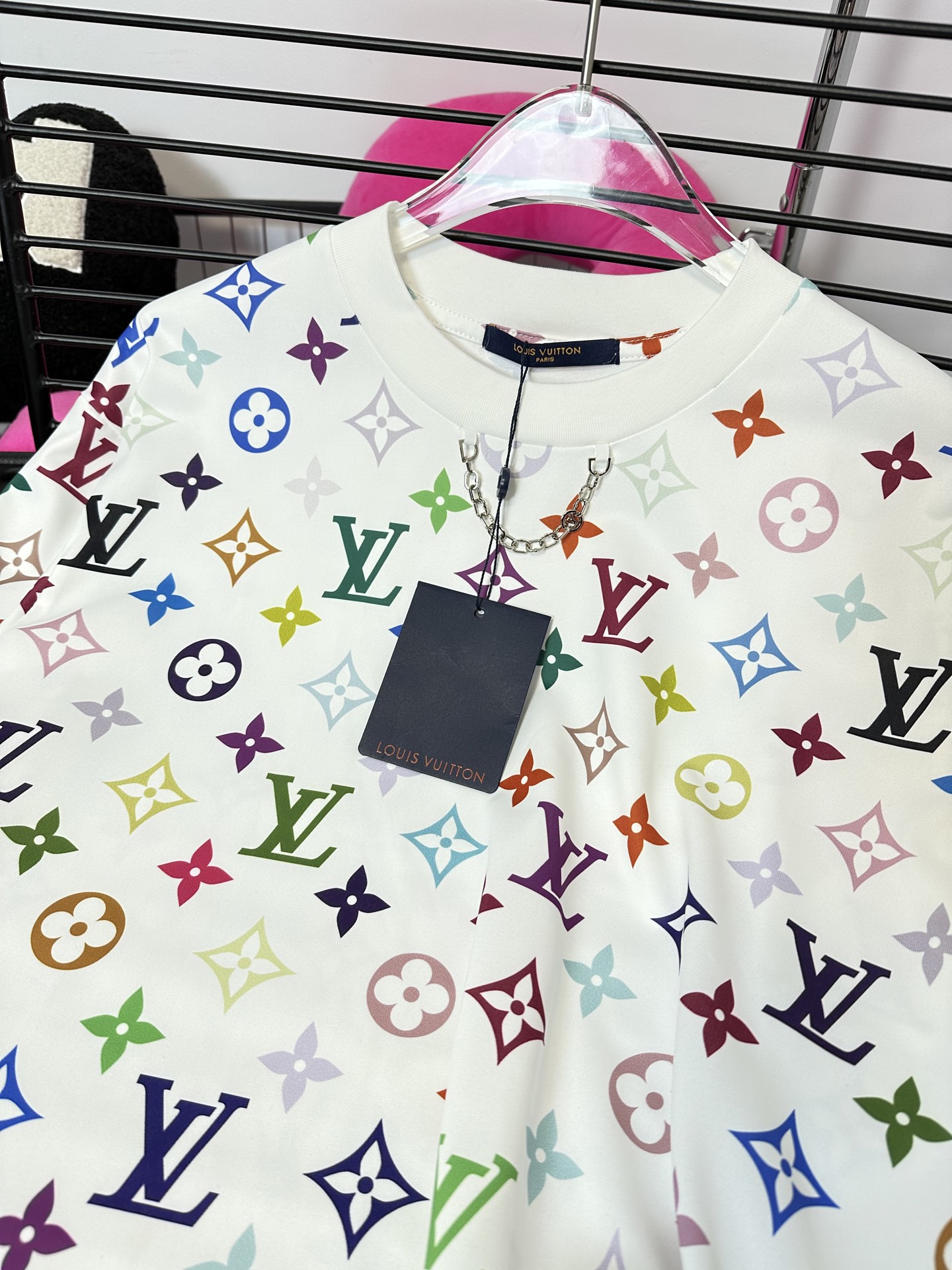 Louis Vuit25SS Tri-colour Chain Simple Design Short Sleeve