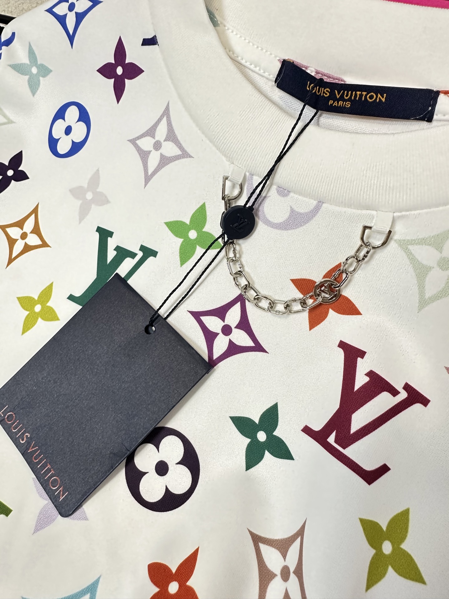 Louis Vuit25SS Tri-colour Chain Simple Design Short Sleeve
