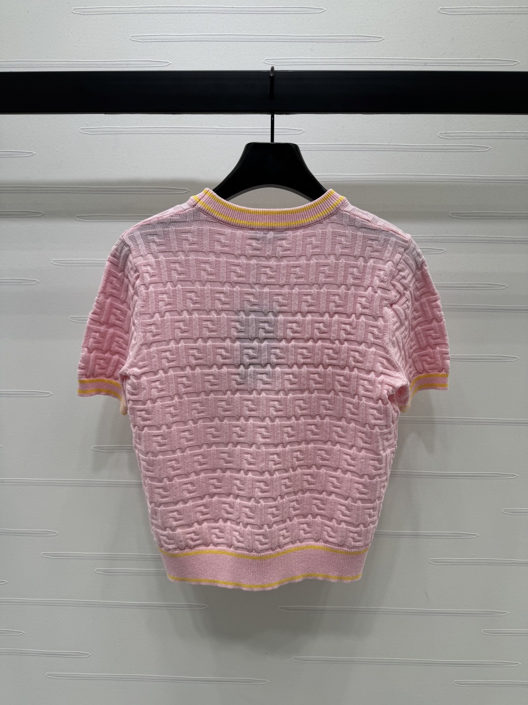 FEND25SS Crew Neck Embossed Knit Short Sleeve