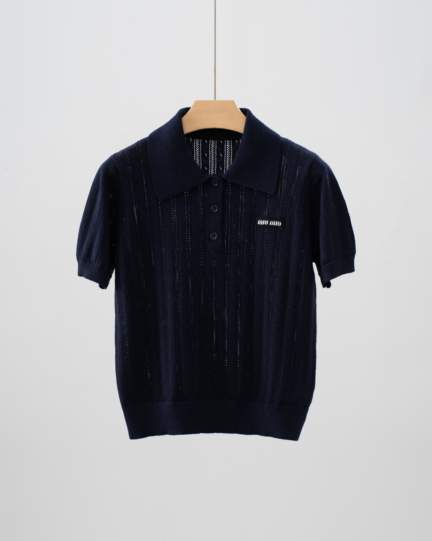 MIU25SS Wool Short Sleeve Polo Shirt