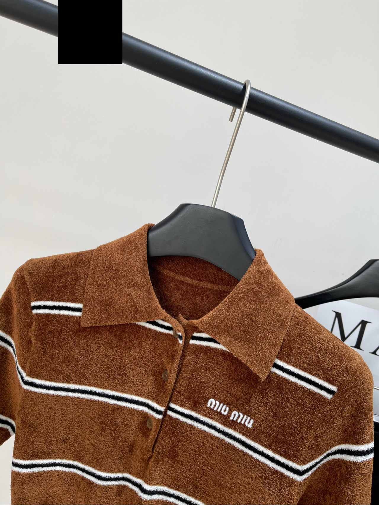 MIU25SS Caramel Striped Polo Short Sleeve