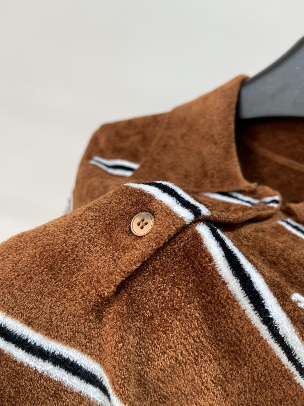 MIU25SS Caramel Striped Polo Short Sleeve