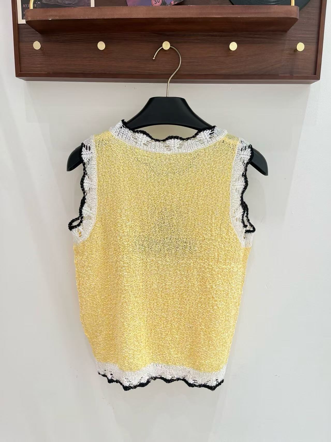 CC Lace-Trim Knit Vest with Embroidered Logo