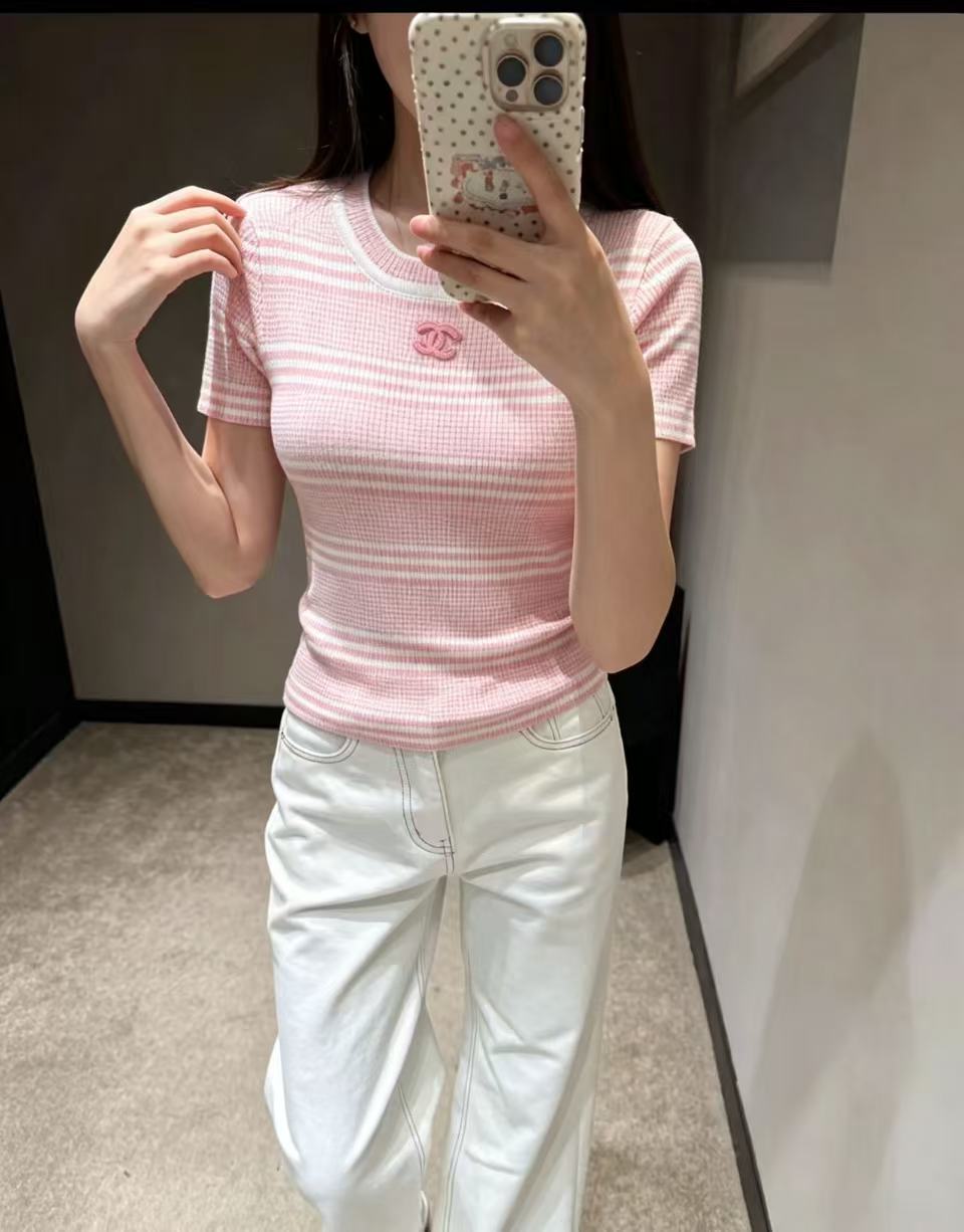 CC Pastel Stripe Slim-Fit Tee with CC Motif
