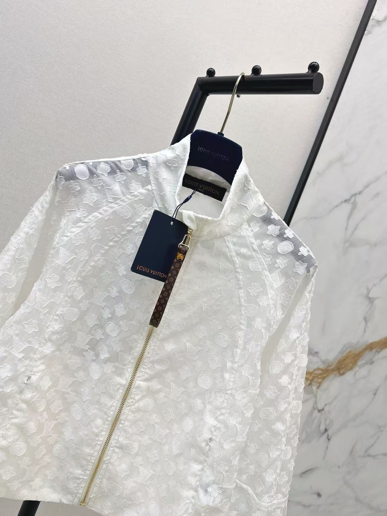 LV Elegant Floral Lace Zip - Up Jacket