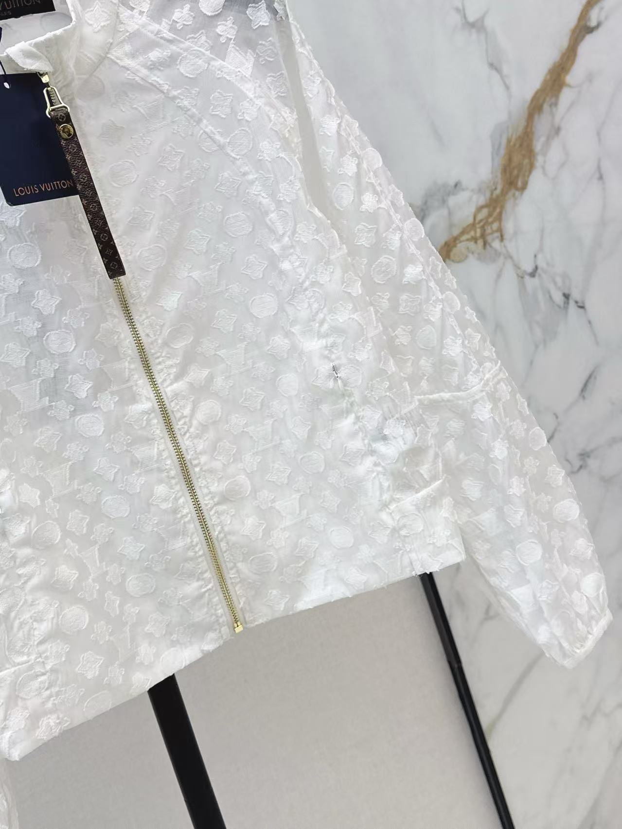 LV Elegant Floral Lace Zip - Up Jacket