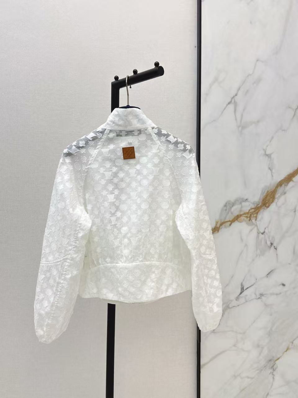 LV Elegant Floral Lace Zip - Up Jacket