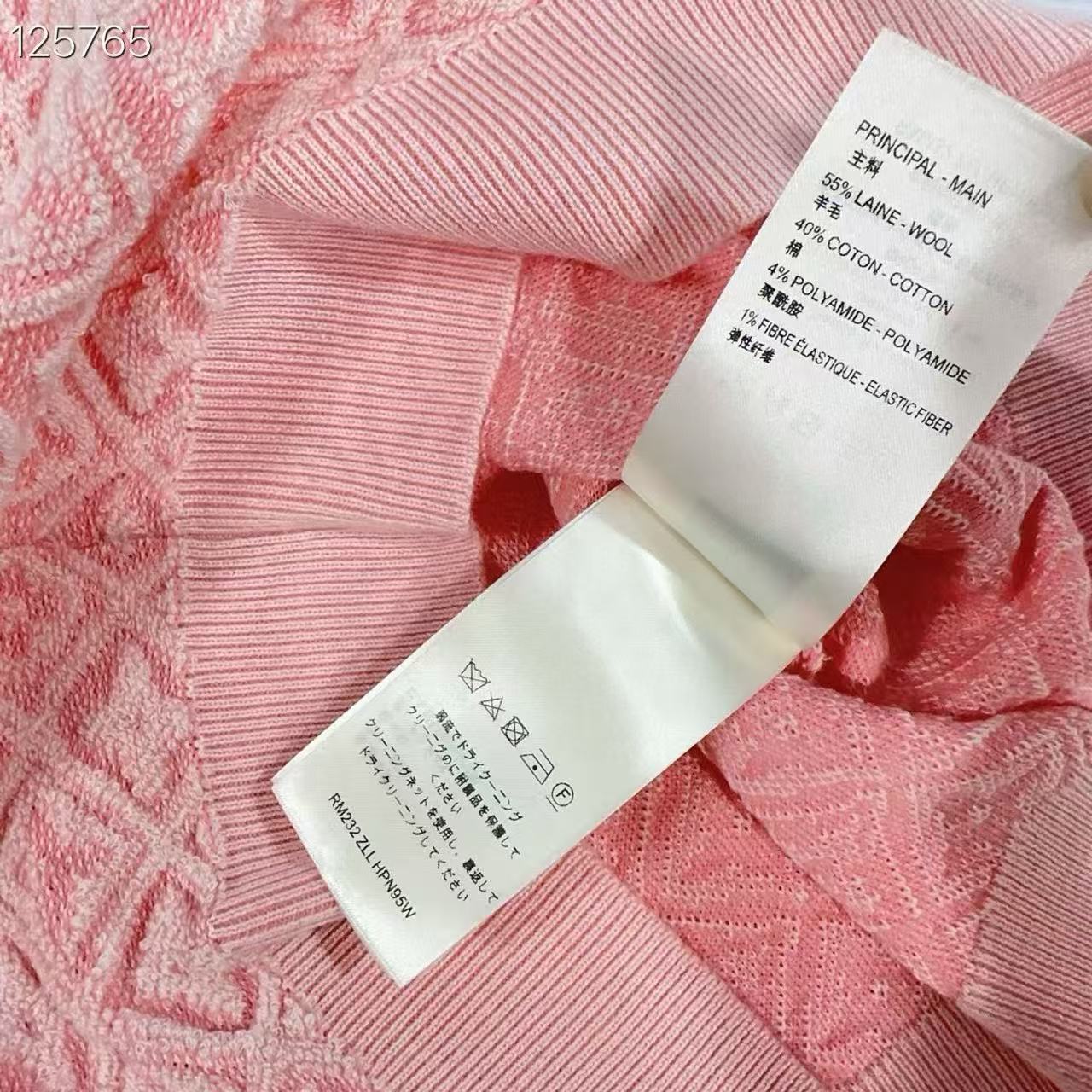 LV Elegant Jacquard Crew Neck Knit Short Sleeve