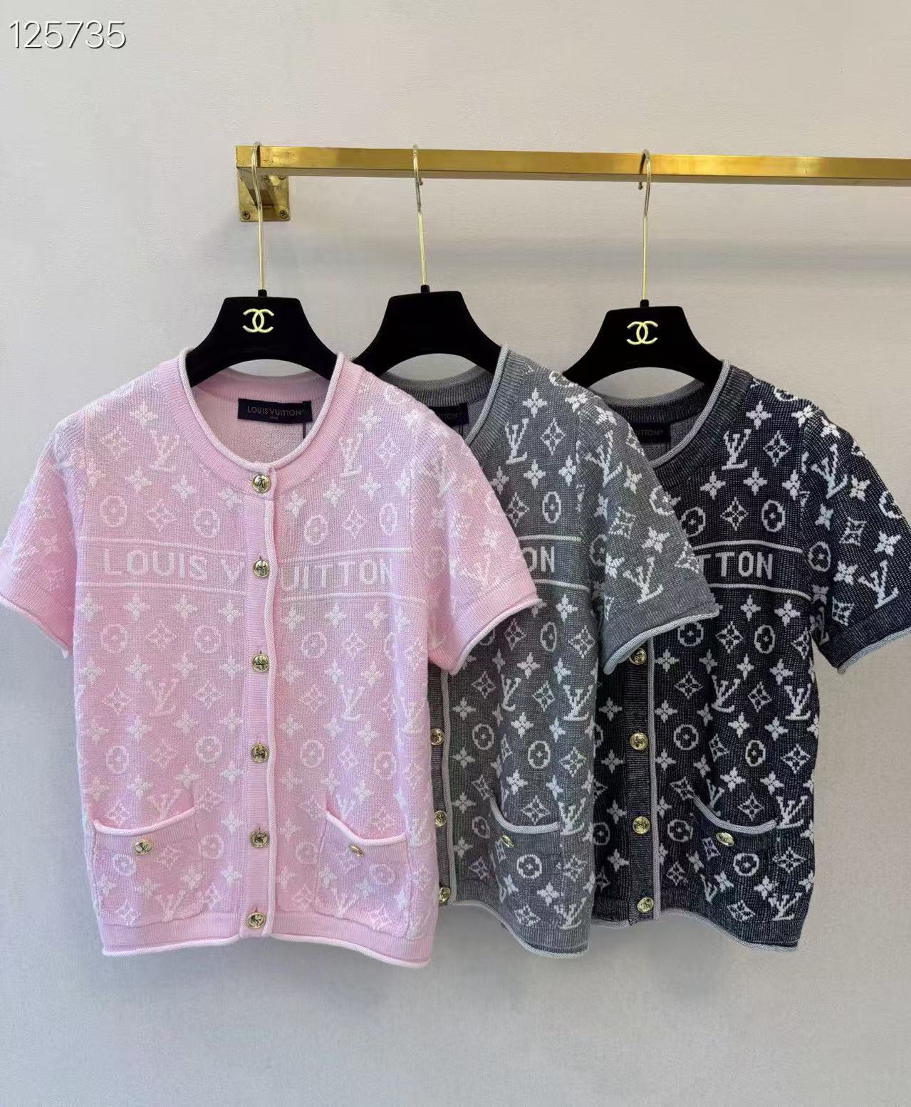 LV Classic Monogram Short-Sleeve Knit Cardigan
