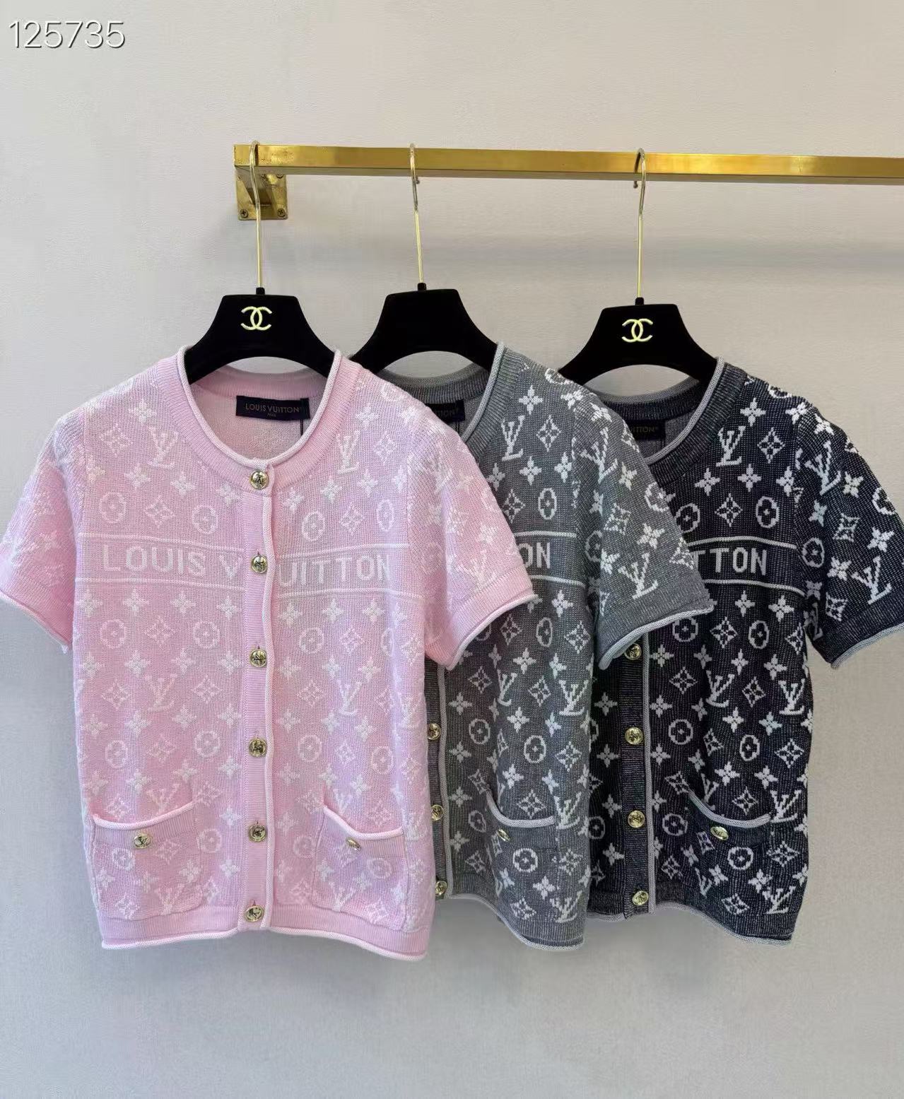 LV Classic Monogram Short-Sleeve Knit Cardigan