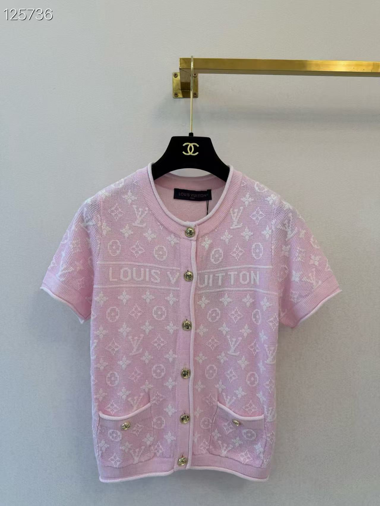 LV Classic Monogram Short-Sleeve Knit Cardigan