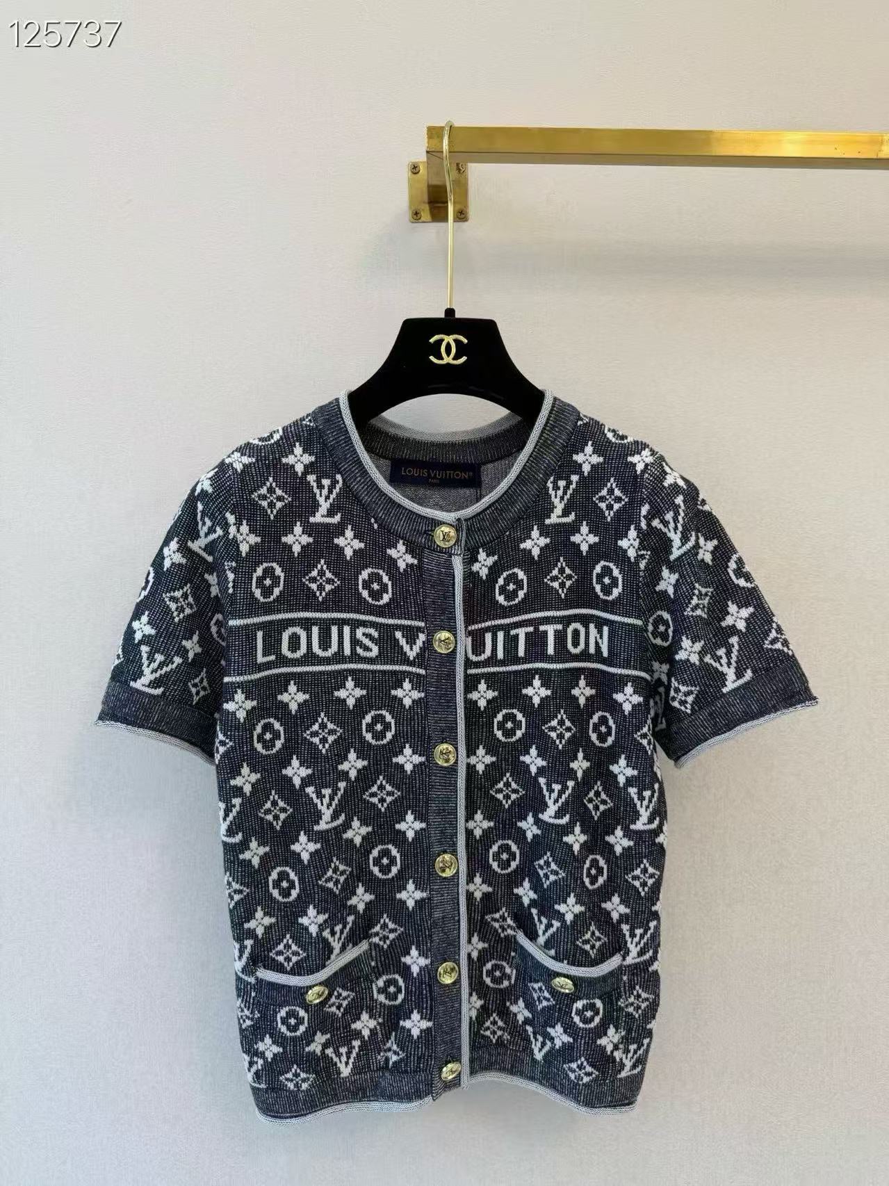 LV Classic Monogram Short-Sleeve Knit Cardigan