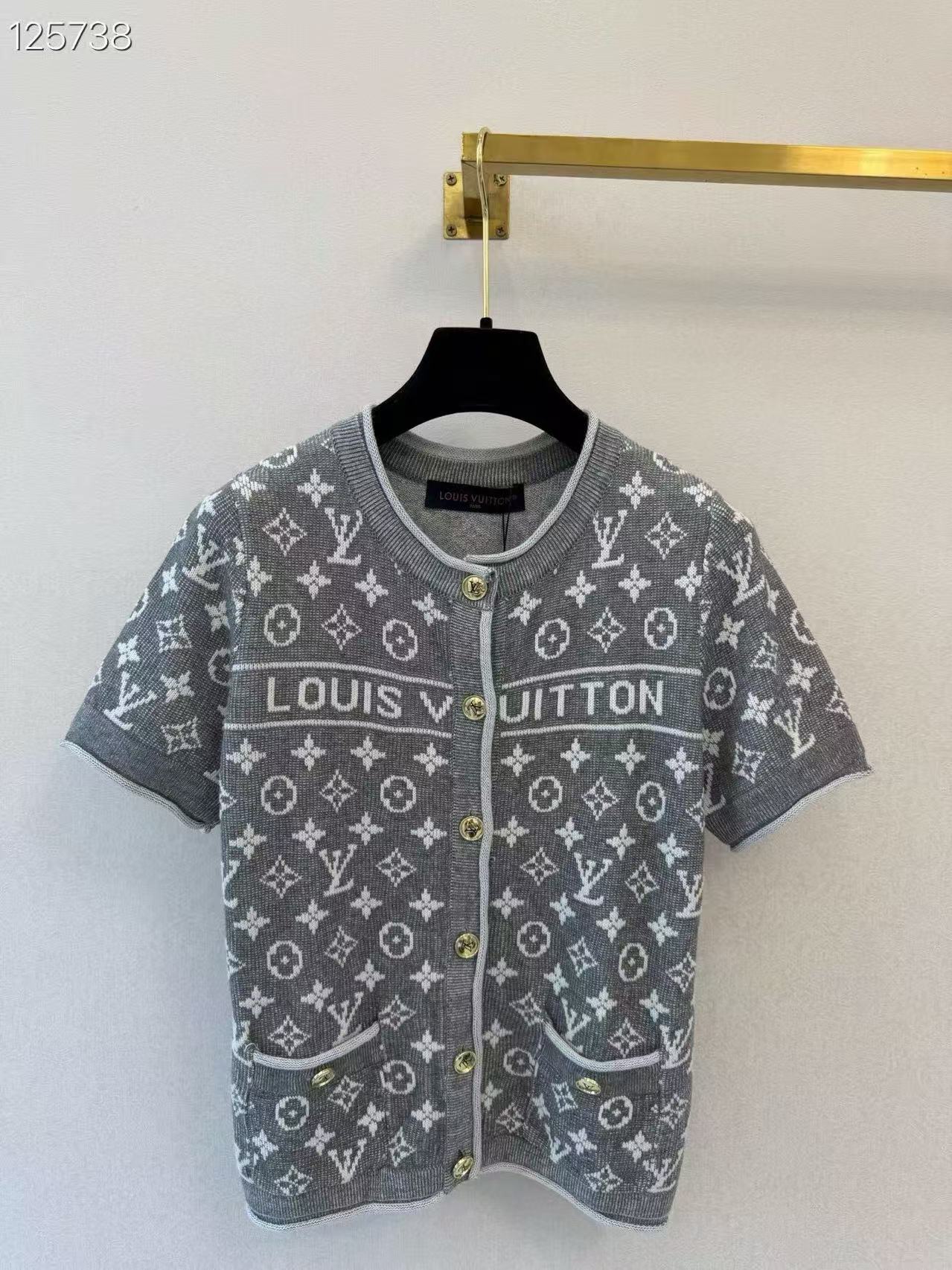 LV Classic Monogram Short-Sleeve Knit Cardigan