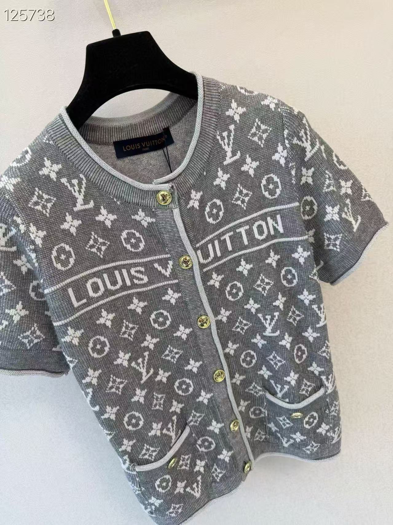 LV Classic Monogram Short-Sleeve Knit Cardigan