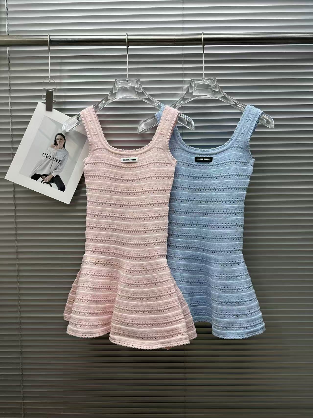 MIU Striped Fishtail Knit Tank Dress