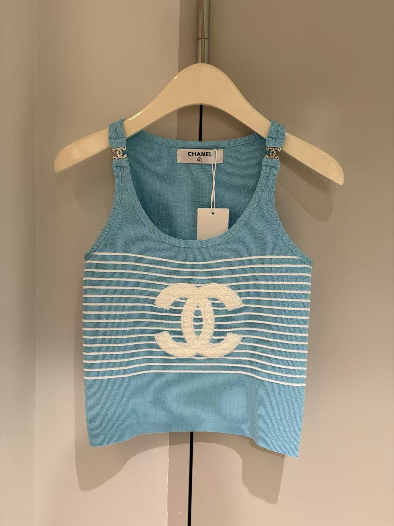 CC Color - Block Striped Double - C Logo Camisole Knit Vest