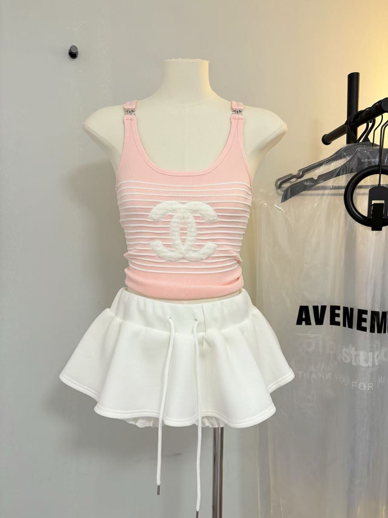 CC Color - Block Striped Double - C Logo Camisole Knit Vest