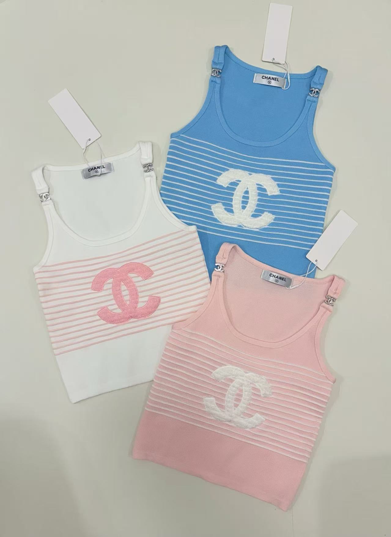 CC Color - Block Striped Double - C Logo Camisole Knit Vest