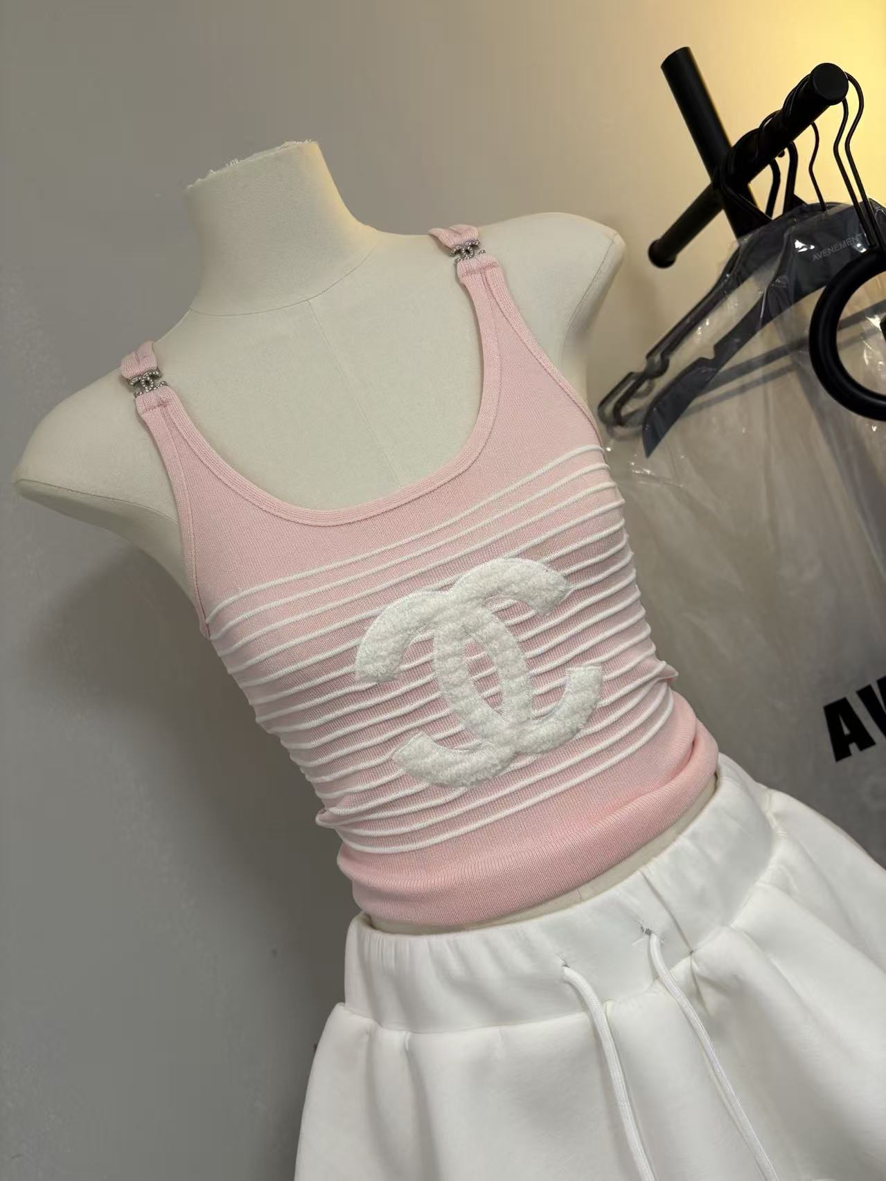 CC Color - Block Striped Double - C Logo Camisole Knit Vest
