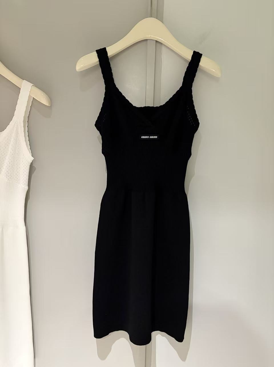 MIU Cutout V-Neck Knit Cami Dress