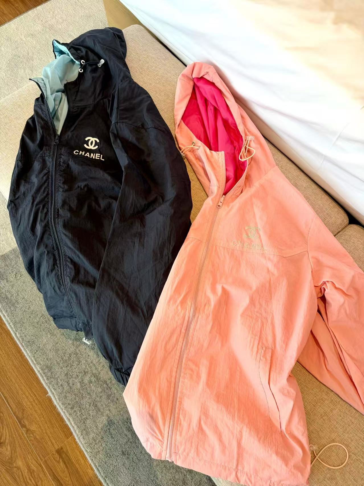 CC Hooded Double-C Logo Lightweight Windbreaker Jacket
