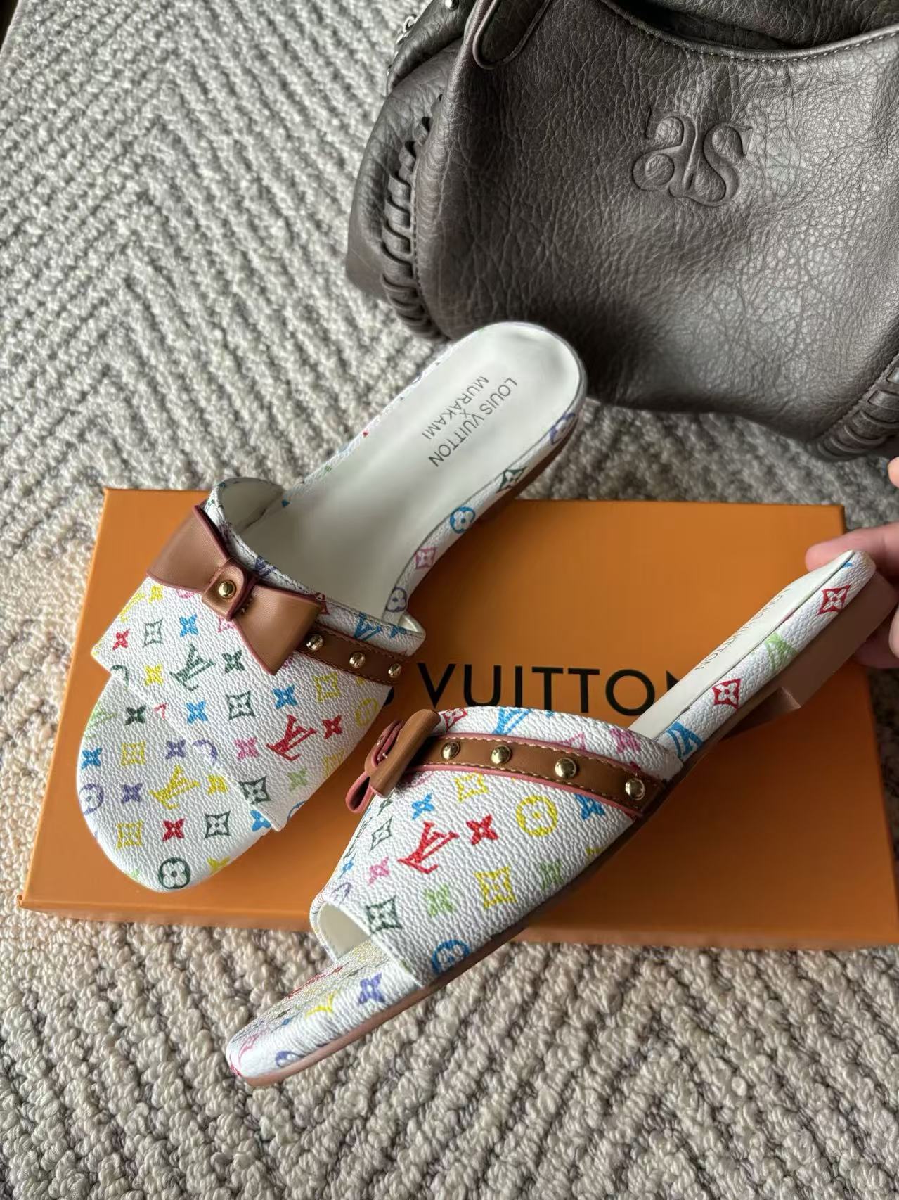 LV Monogram Bow Slip-On Slippers