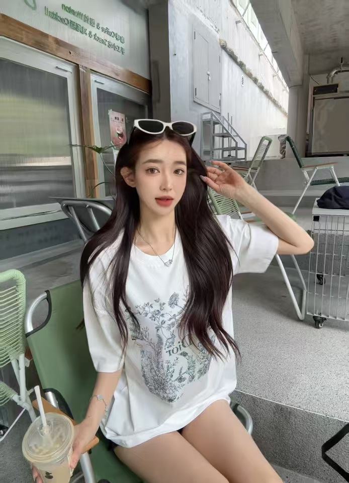 DD Botanical Print Oversized Tee