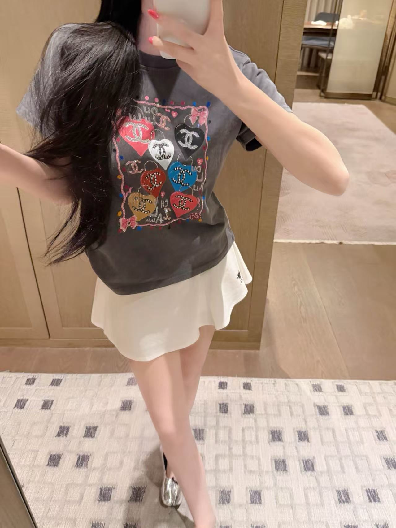CC Double-C Logo Colorful Heart Short-Sleeve T-Shirt