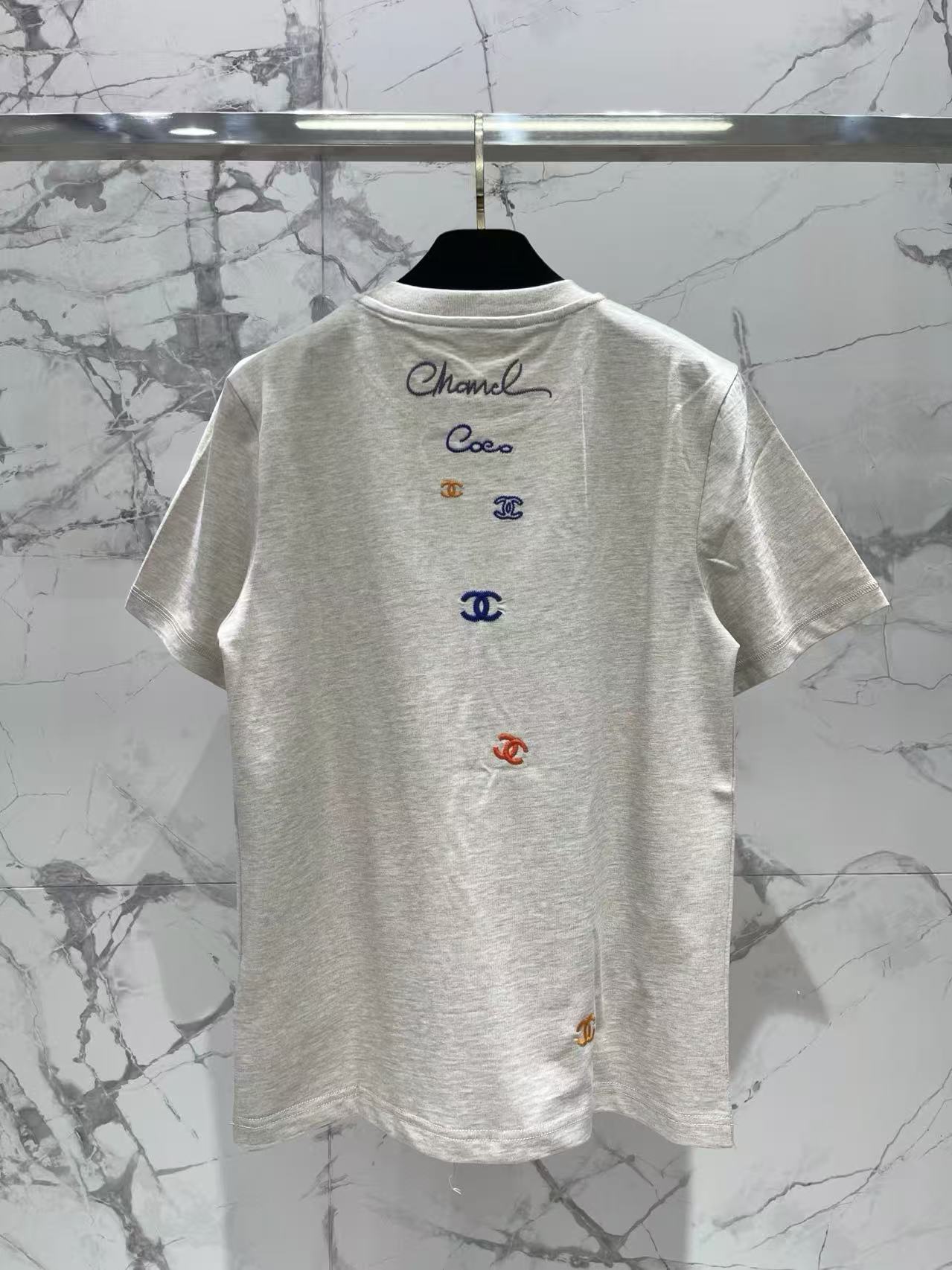 CC Double-C Logo Embroidered Round-Neck Short-Sleeve T-Shirt