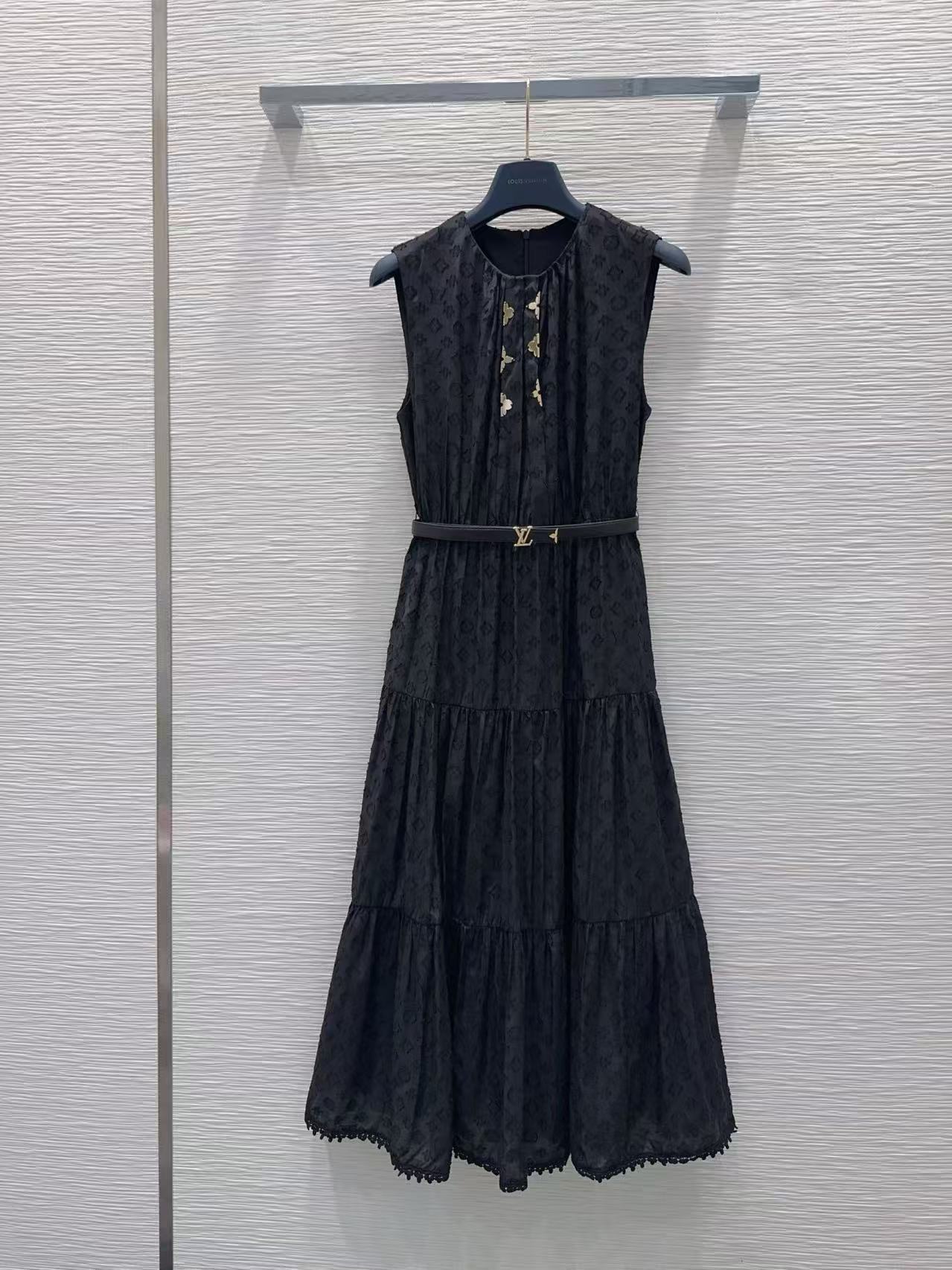 LV Jacquard Tiered Sleeveless Dress