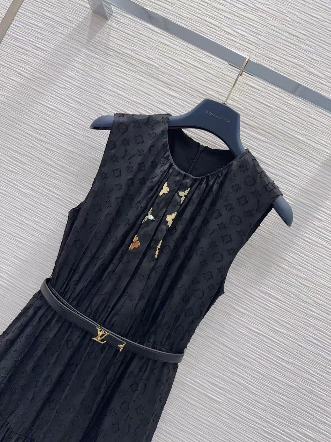 LV Jacquard Tiered Sleeveless Dress