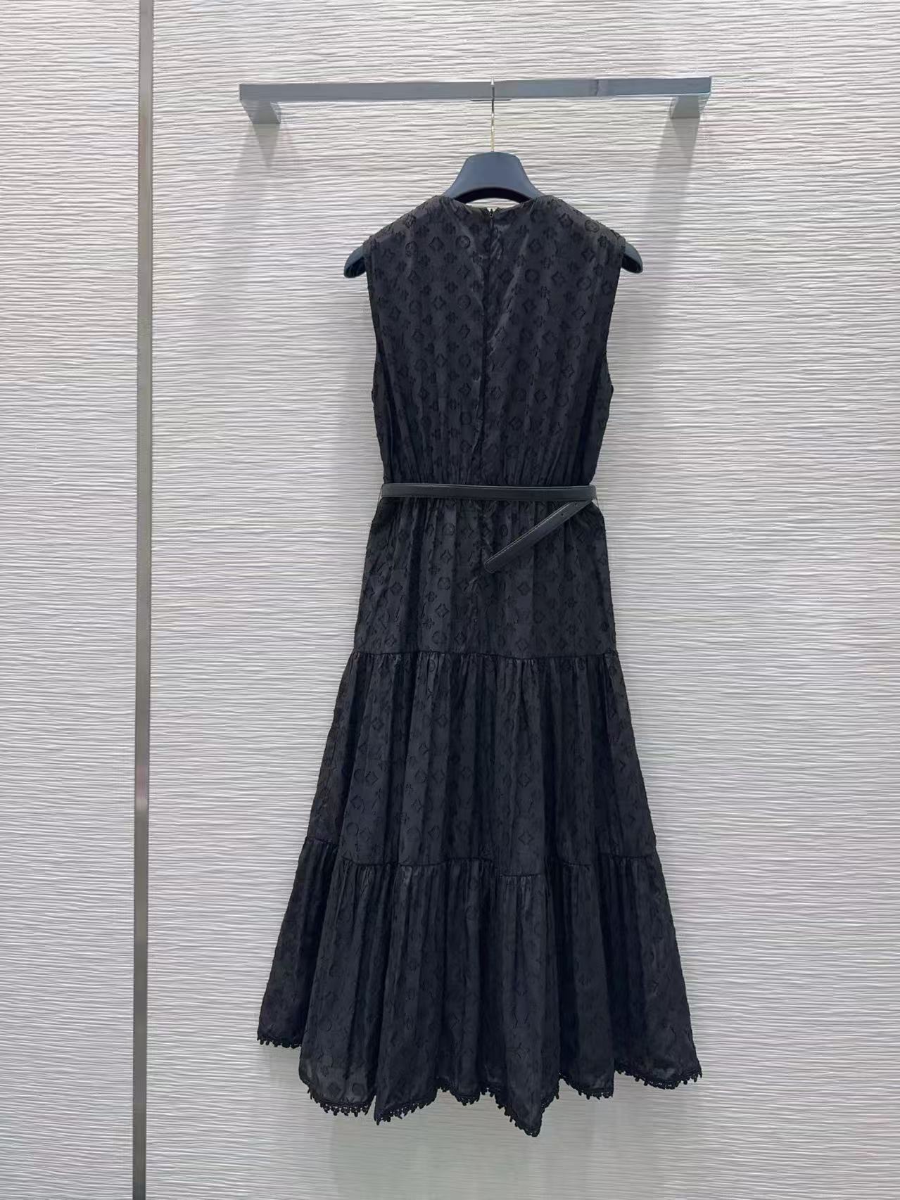 LV Jacquard Tiered Sleeveless Dress