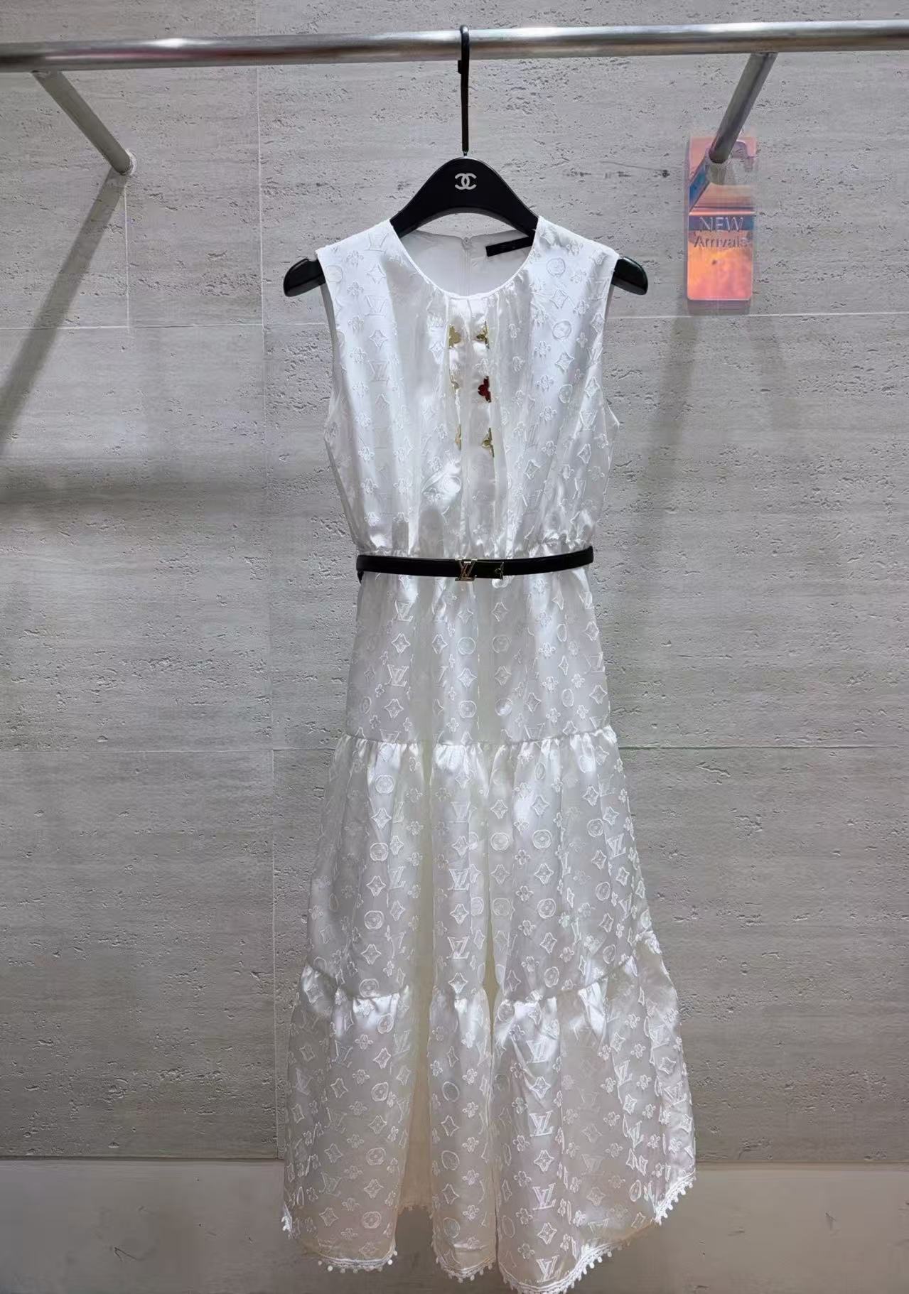 LV Jacquard Tiered Sleeveless Dress