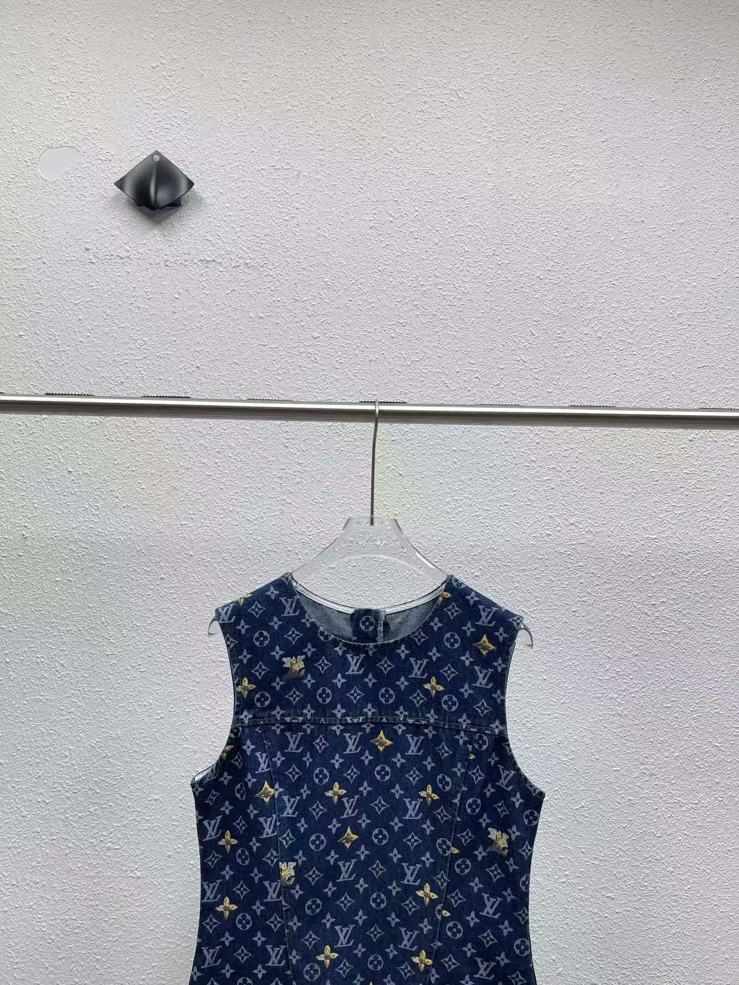 LV Classic Monogram Sleeveless Denim Dress.